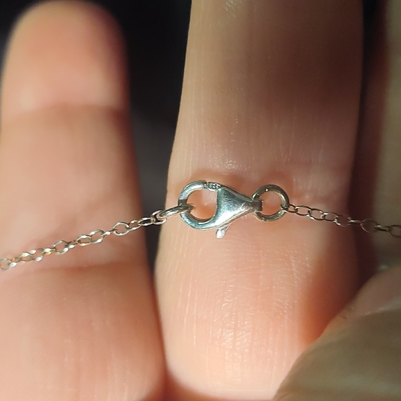 925 necklace 7 round jade beads, 7 1/2 inches long - Picture 3 of 3